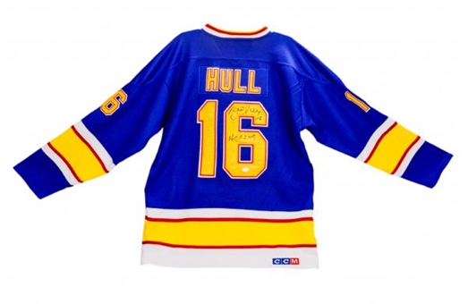 Brett Hull Signed and Inscribed St. Louis Blues Jersey 